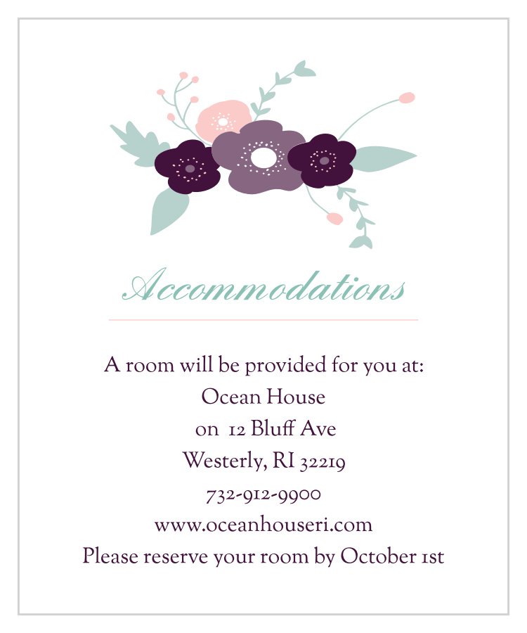 Fantastically Floral Accommodation Cards
