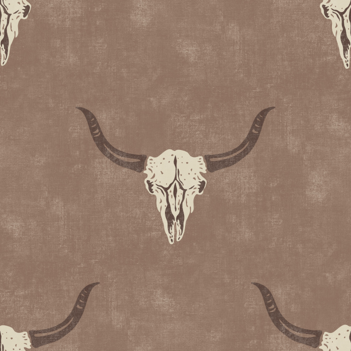 Western Ossuary Wallpaper brings bold ranch-inspired style to your space with oversized longhorn skulls set against a subtly textured backdrop for a clean, modern Western aesthetic.