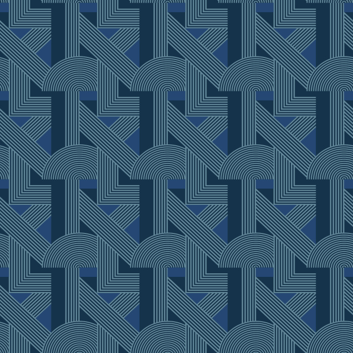 Elevate your walls with Golden Geometry Wallpaper, a bold Art Deco wallpaper featuring an intricate geometric pattern of arches, angles, and linear details inspired by vintage architectural design.