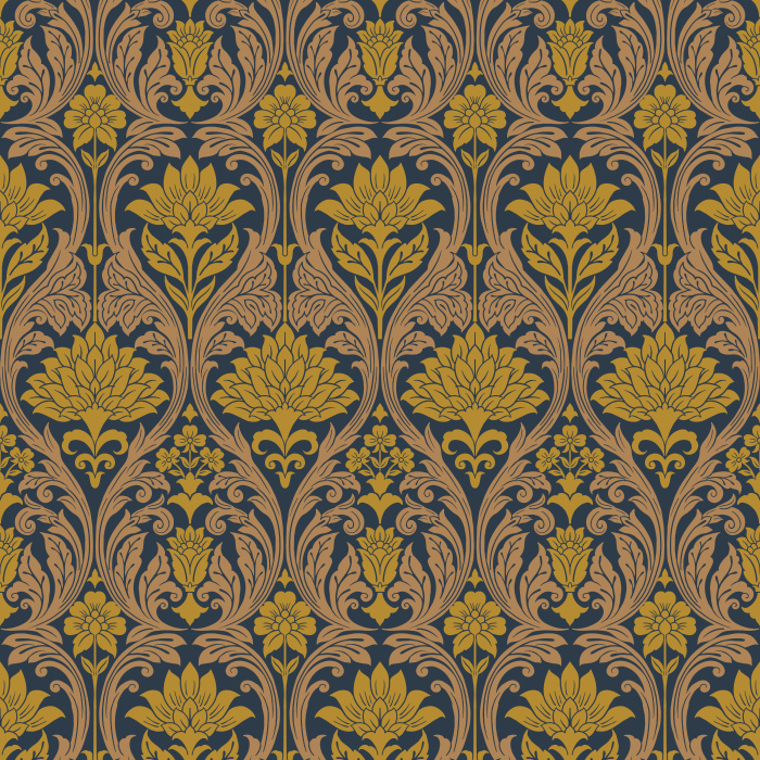 Elevate your space with Grand Bloom Wallpaper, a luxurious Art Nouveau-inspired floral wallpaper featuring ornate blooming botanicals, intricate scrolling vines, and elegant vintage symmetry.