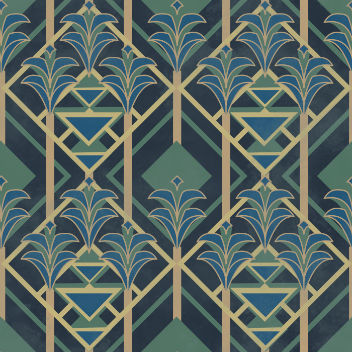 Celebrate the glamour of the Jazz Age with Floral Extravaganza Wallpaper, an Art Deco wallpaper featuring elegant botanical motifs, geometric latticework, and luxurious ornamental detailing.
