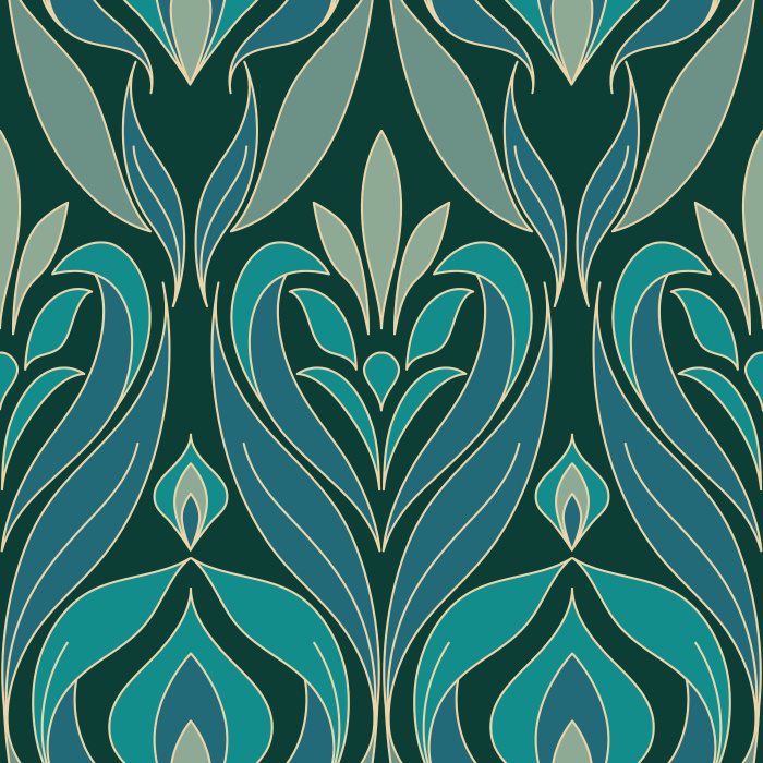Bring bold vintage style to your home with Deco Retro Wallpaper, featuring a striking Art Deco floral geometric pattern.