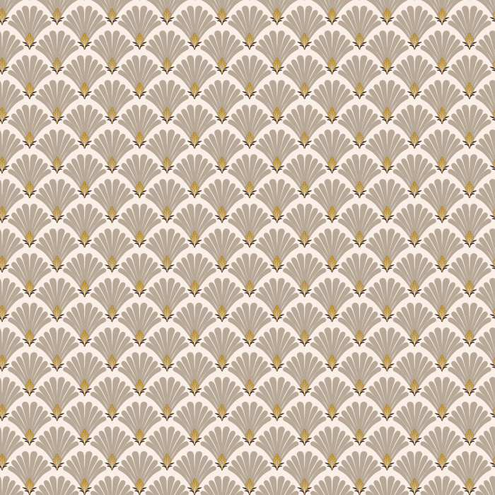 Bring refined Art Deco charm to your home with Riviera Rosette Wallpaper, featuring a graceful repeating shell and rosette pattern.