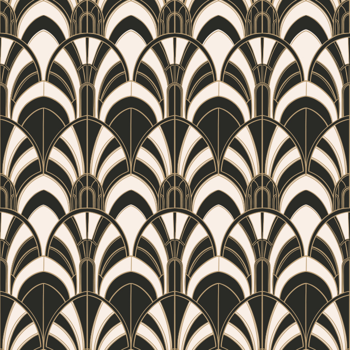 Bring timeless Art Deco elegance to your home with Empire Overlap Wallpaper, featuring layered arches and bold geometric shapes in a striking repeating pattern.