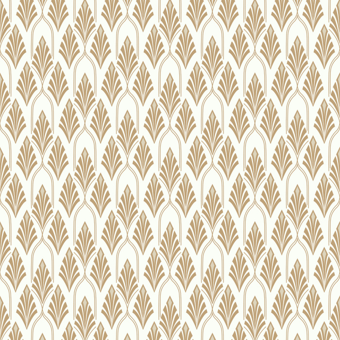 Bring vintage botanical style to your space with Deco Frond Wallpaper, featuring a repeating arrangement of elegant palm fronds and geometric details.