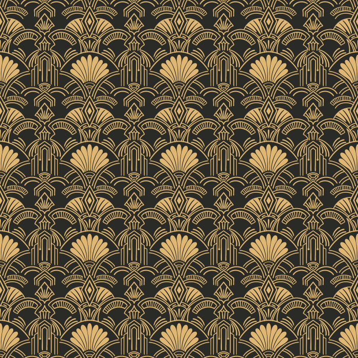 Bring bold Art Deco glamour to your space with Chrysler Scallop Wallpaper, featuring ornate scallops, fan shapes, and structured geometric details.