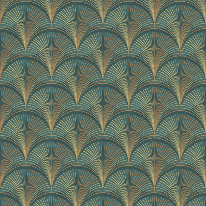 Linear Arches Wallpaper features a repeating fan pattern with fine radiating lines and elegant curved arches.