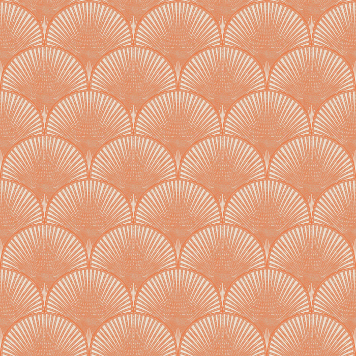 Stacked Shells Wallpaper features a repeating scallop pattern filled with fine radiating lines for a classic fan-inspired look.
