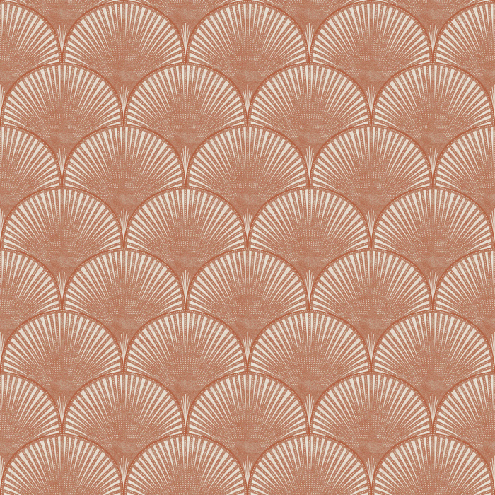 Stacked Shells Wallpaper features a repeating scallop pattern filled with fine radiating lines for a classic fan-inspired look.