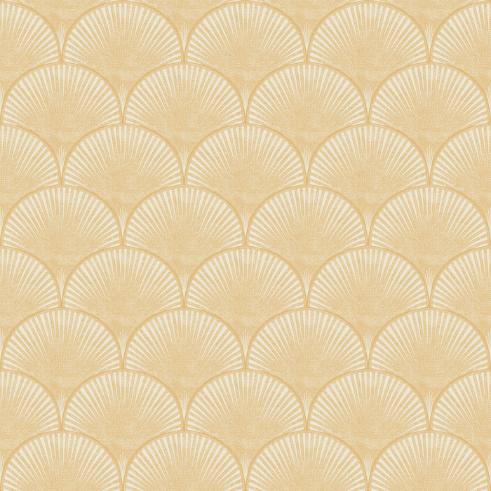 Stacked Shells Wallpaper features a repeating scallop pattern filled with fine radiating lines for a classic fan-inspired look.