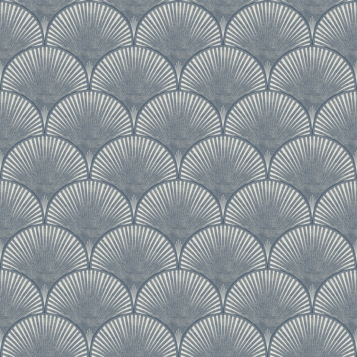 Stacked Shells Wallpaper features a repeating scallop pattern filled with fine radiating lines for a classic fan-inspired look.