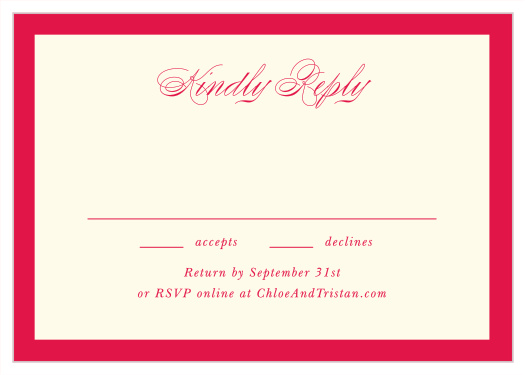 Soft Bevel Response Cards feature romantic calligraphy and a clean, understated layout for an elegant way to collect wedding guest RSVPs.