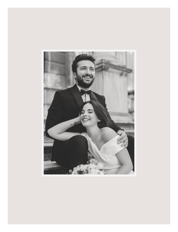 Wide Matte Photo Art Print features a favorite wedding photo surrounded by a generous matte-style border for a clean, timeless presentation.