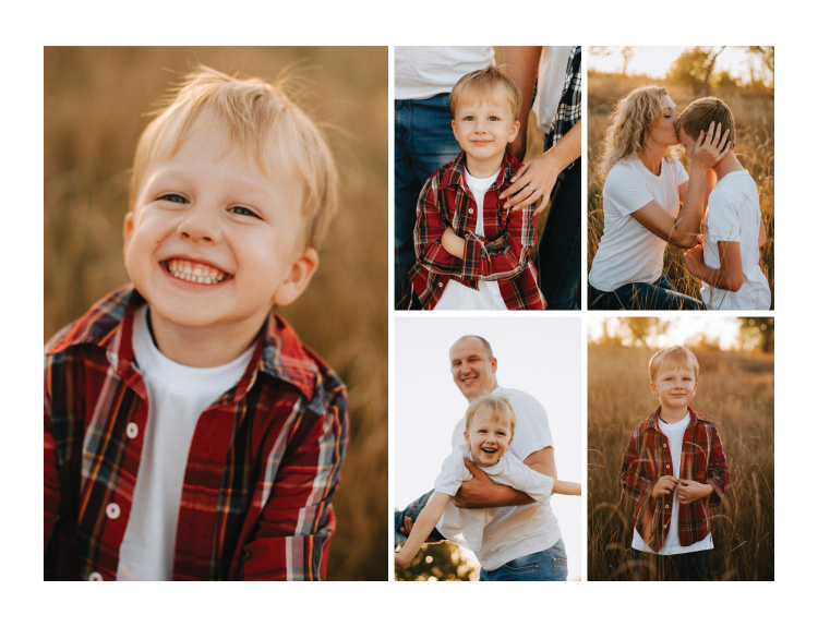 Five Photos Photo Art Print brings five favorite photos together in a clean collage layout for a personalized display of meaningful memories.