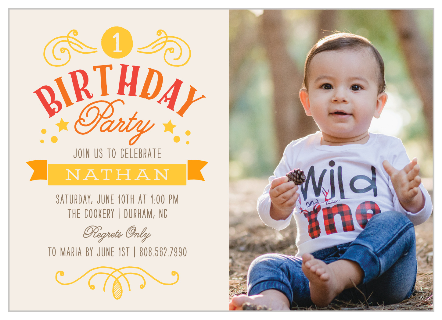 Birthday Swirls First Birthday Invitations