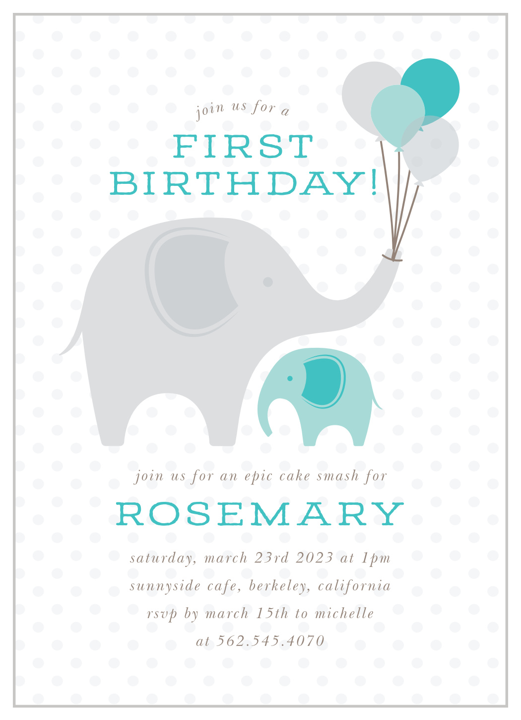 Elephant Safari First Birthday Invitations