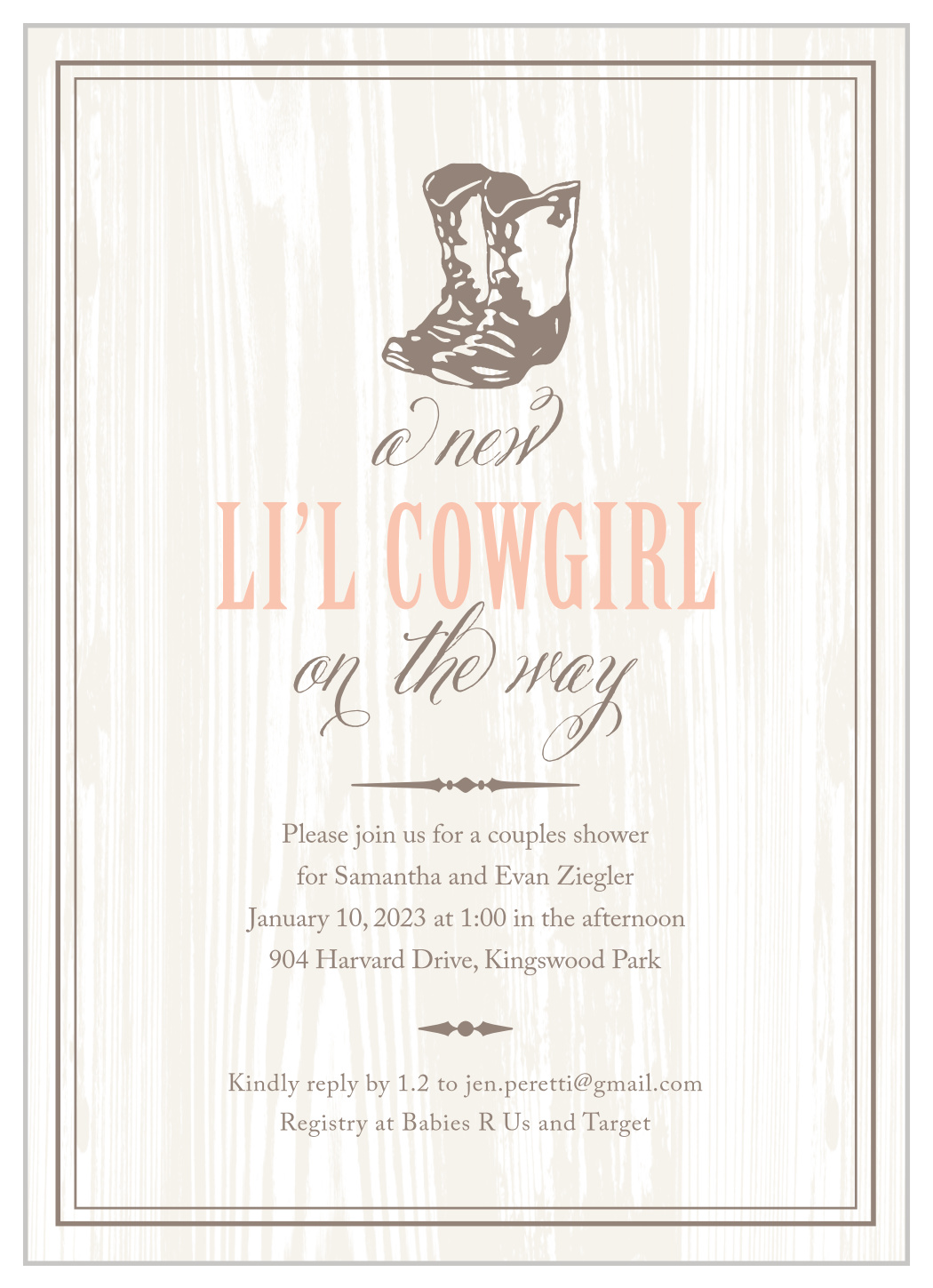 New Cowgirl Baby Shower Invitations