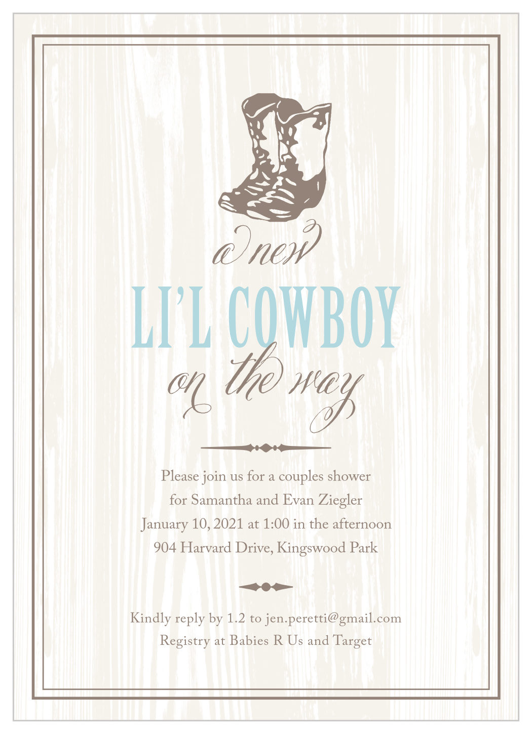 New Cowboy Baby Shower Invitations