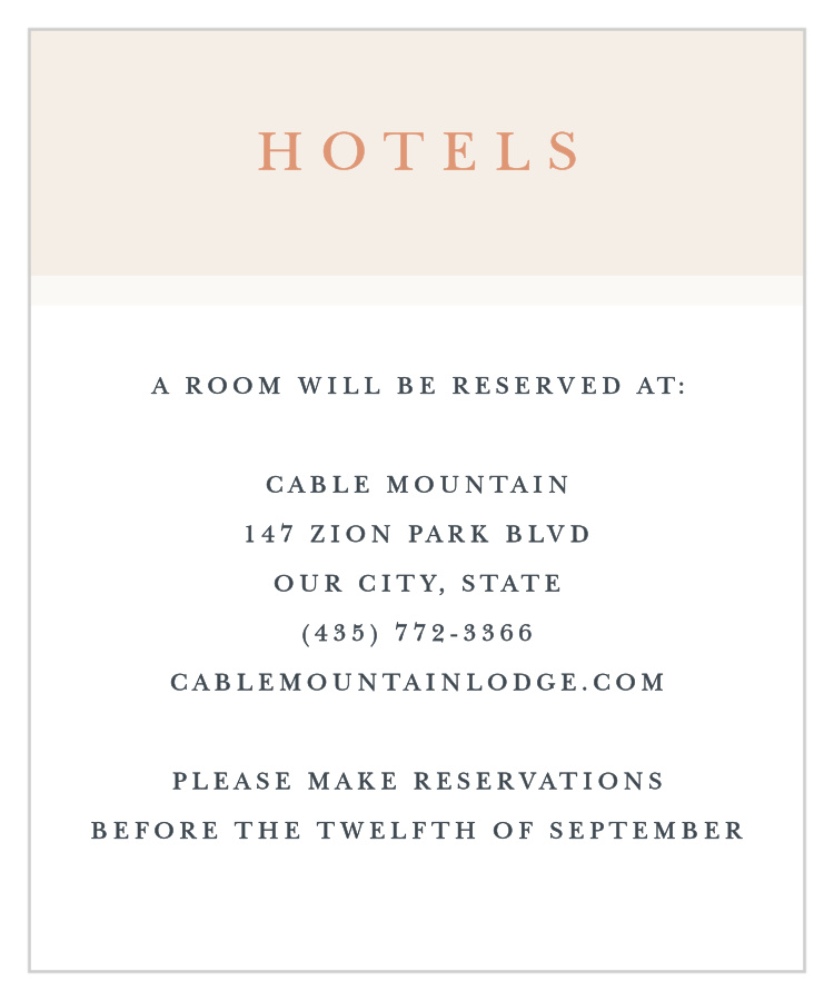 Champagne & Tables Accommodation Cards
