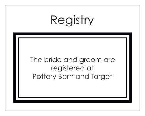 One size fits all registry card.