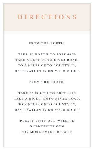 Family and friends will have no issue finding their way to your wedding venue with the help of our Champagne & Tables Direction Cards.