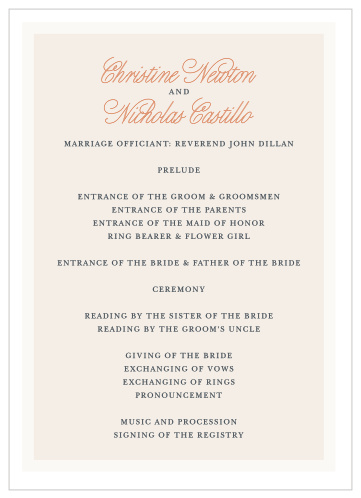 Champagne & Tables Wedding Programs