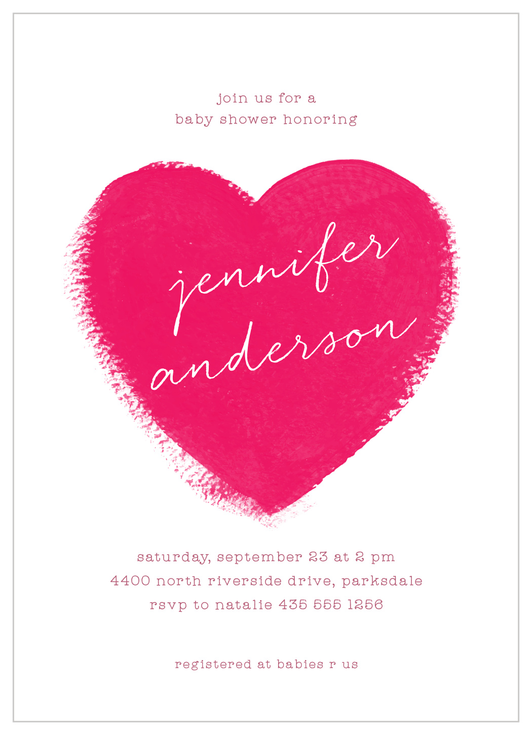 Watercolor Heart Baby Shower Invitations