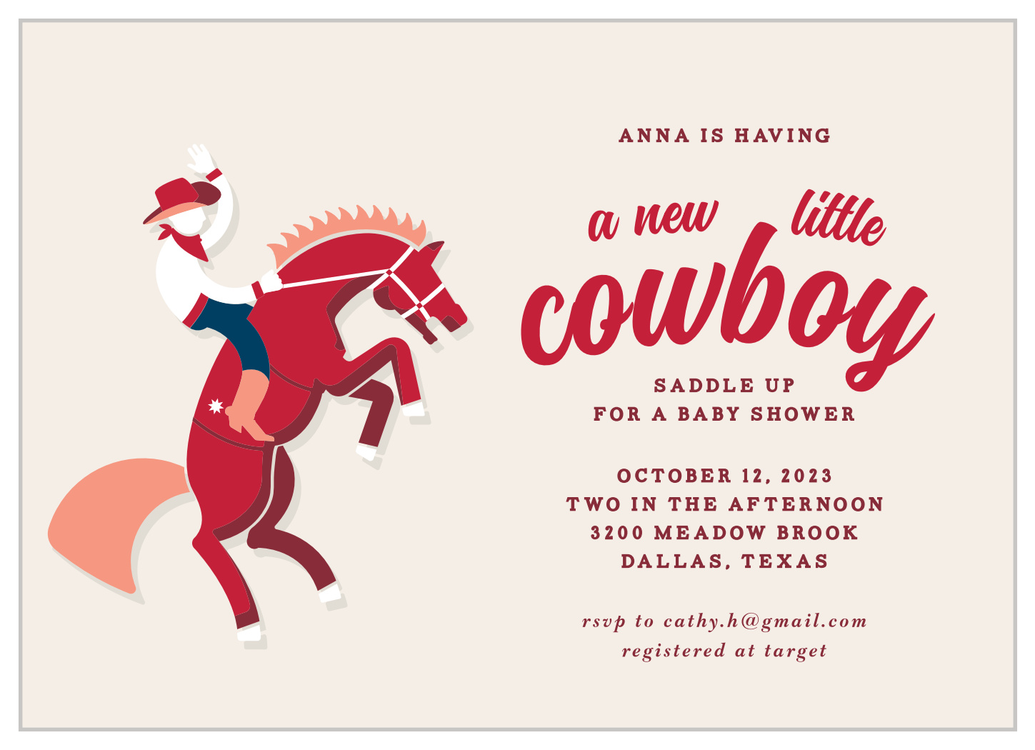Rodeo Cowboy Baby Shower Invitations