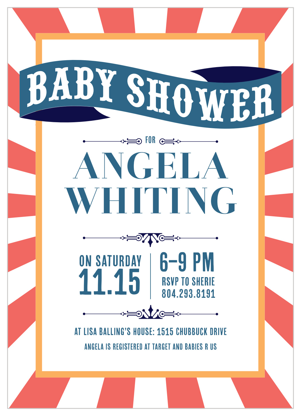 Circus Ribbon Baby Shower Invitations
