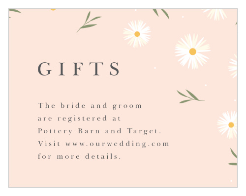 Let your loved ones know where to look for your gift lists, by giving them our Tiny Daisies Registry Cards!