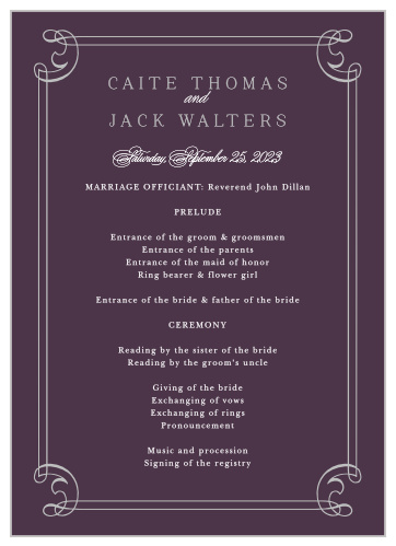 Victorian Frame Wedding Programs