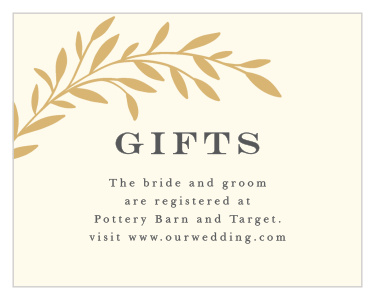 Our Tree Branch Silhouette Registry Cards inform family and friends where you would like to receive your wedding gifts from.