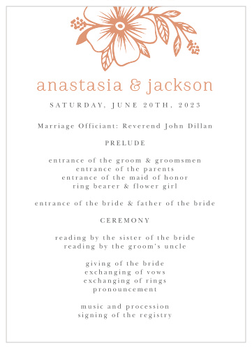 Our Floral Whimsy Wedding Programs inform family and friends of everything that will occur at your ceremony.