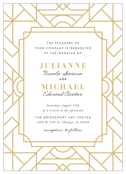 There's something unique about the this art deco inspired wedding invitation.