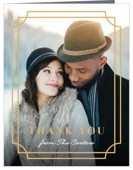 Understated and graceful, the Art Deco brings a stylish look to your thank you cards. The simplicity and absolute elegance of this art deco style thank you card emphasizes the message of your gratitude.