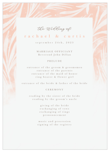 Our Floral Celebration Wedding Porgrams keep family and friends up-to-date throughout your ceremony.