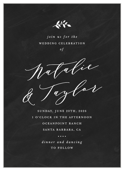 Our Chalkboard Art Wedding Invitations bring friends and family together to take part in your special day.