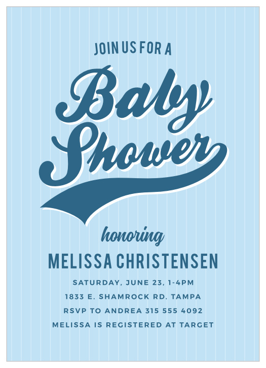 The Little Baseball Player baby shower invitations are perfect for the baseball enthusiast.