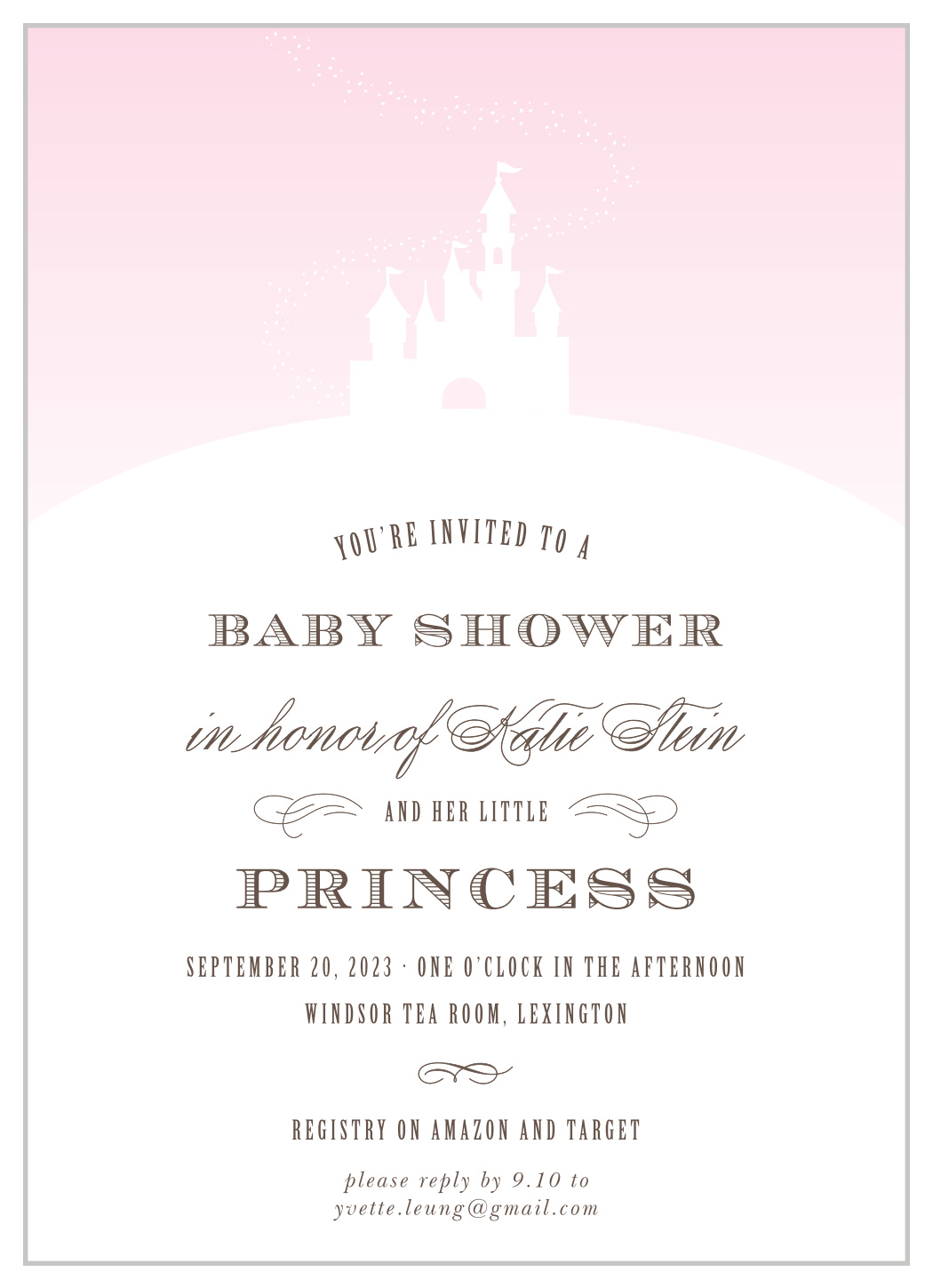 Princess Castle Baby Shower Invitations