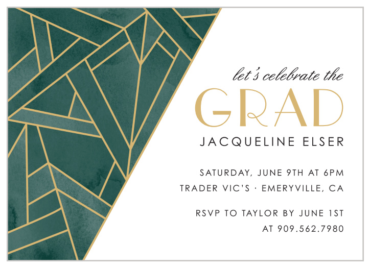 The Art Deco graduation announcement has a Great Gatsby look and feel that makes for a simple yet elegant look which is perfect for any new graduate.