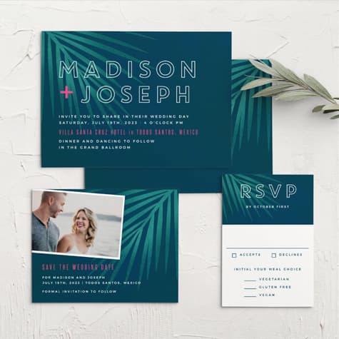 Retro Paradise Wedding Invitations