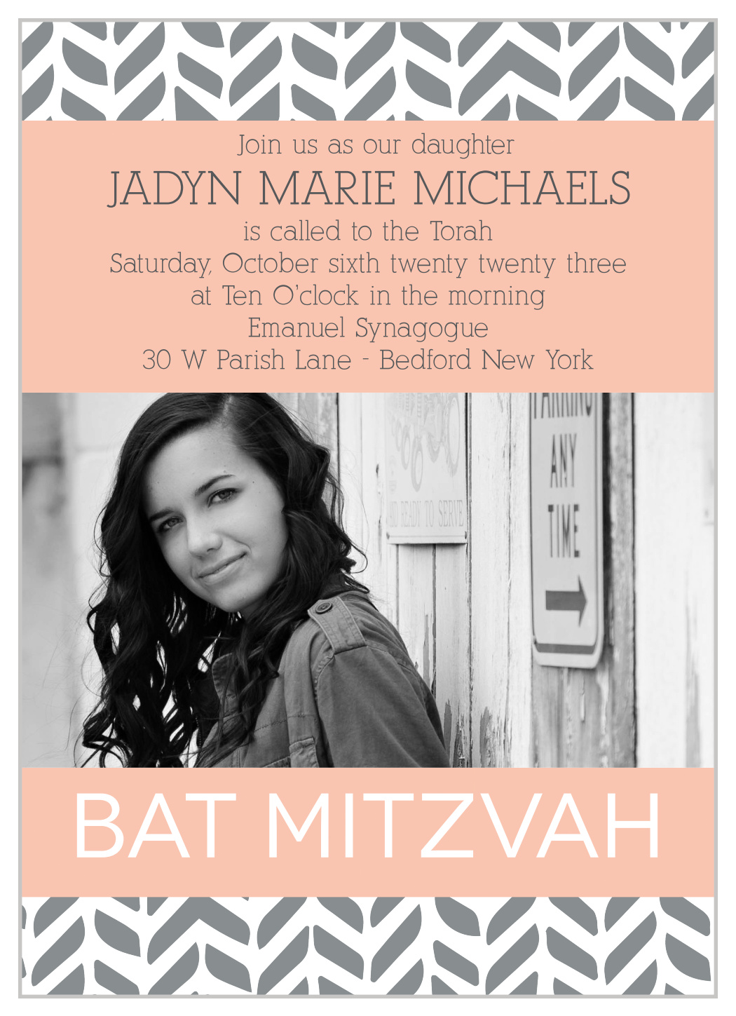 Playful Pattern Bat Mitzvah Invitations