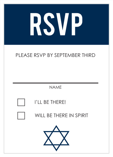 Obtain your guests attendance by sending out this RSVP card. Customize the colors and fonts to match you Bar Mitzvah theme exactly!