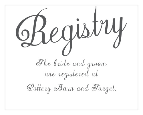 One size fits all registry card.