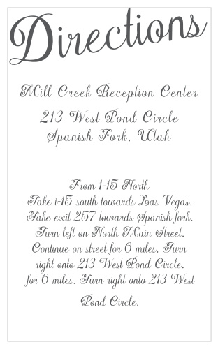 One size fits all directions card.