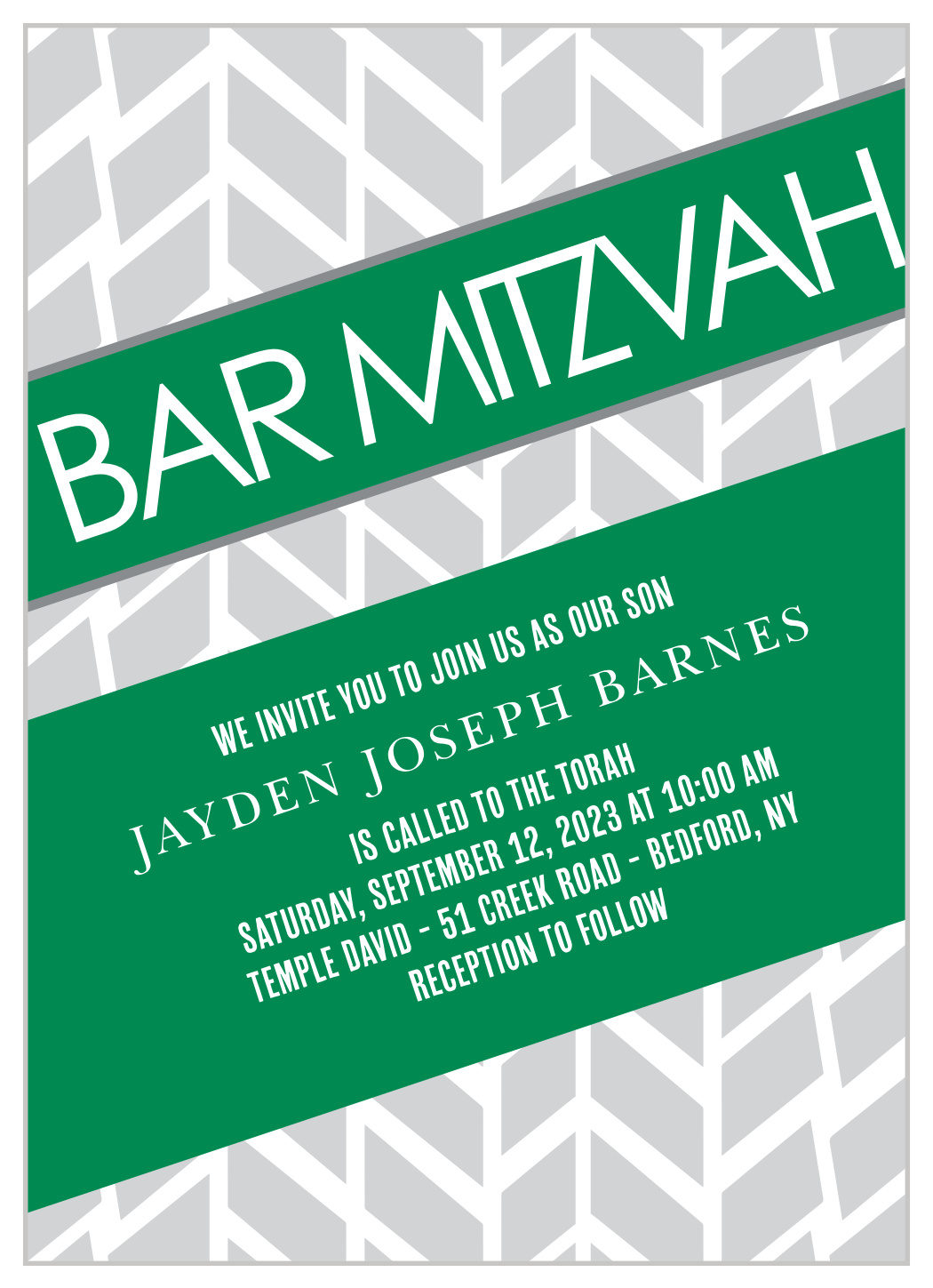 Angled Modern Bar Mitzvah Invitations