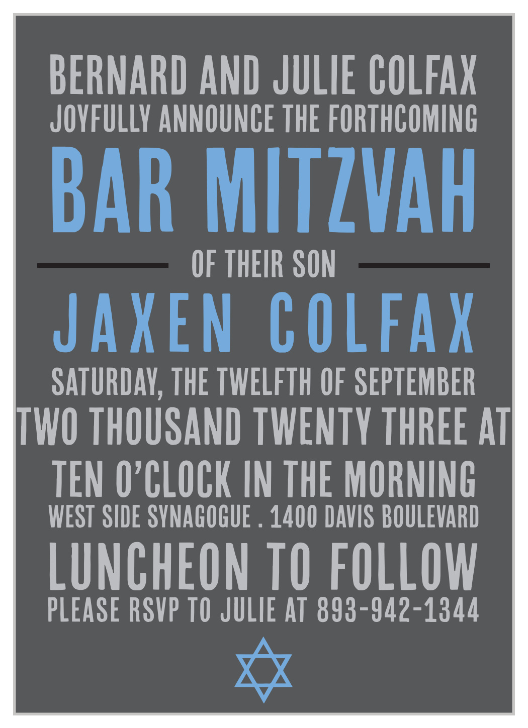 Sleek Subway Bar Mitzvah Invitations
