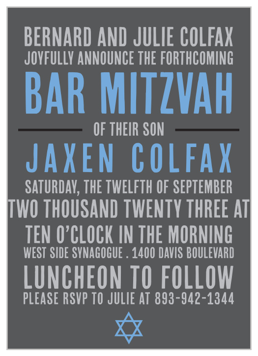 The Sleek Subway Bar Mitzvah Invitations are a clean cut, neat way to invite your loved ones for a celebration.