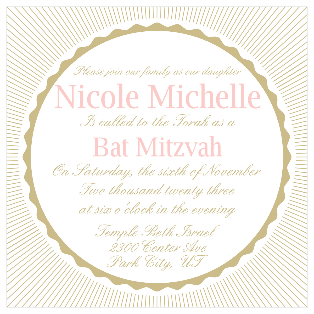 Shining Star Bat Mitzvah Invitations