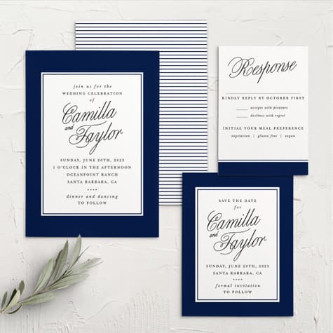 Calligraphic Slant Wedding Invitations